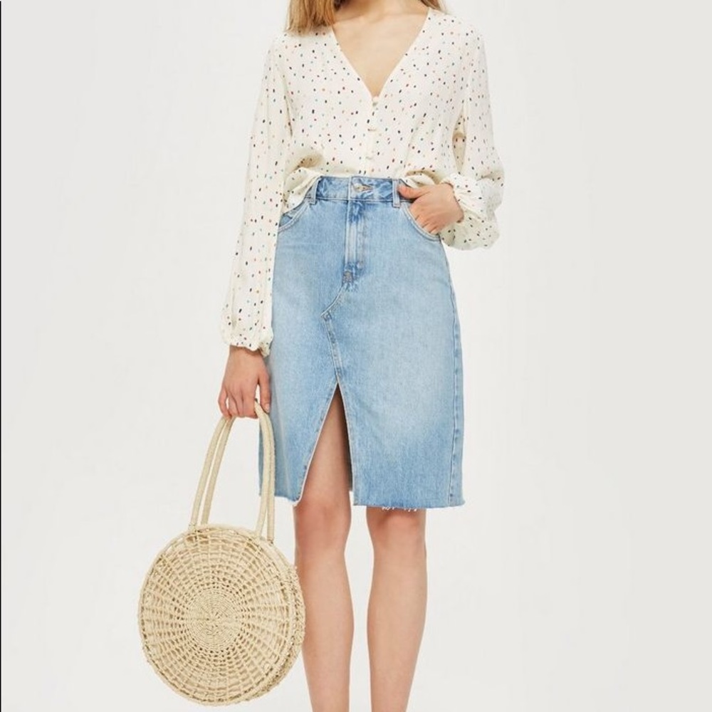 Topshop midi denim skirt